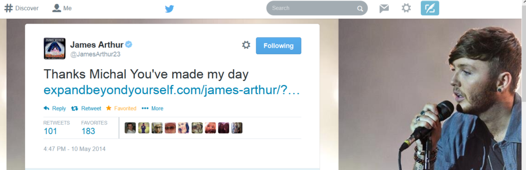 James Arthur's tweet